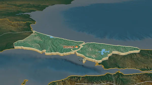 Zoom Istanbul Turchia Estruso Prospettiva Obliqua Mappa Topografica Rilievo Con — Foto Stock