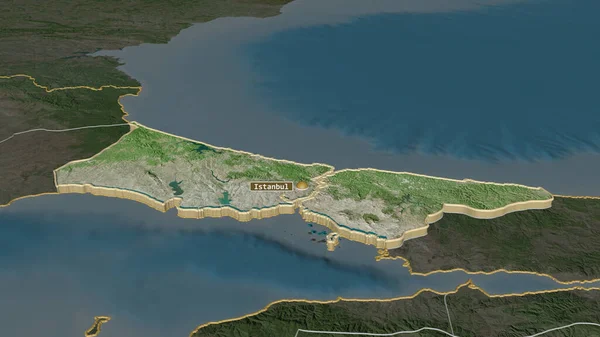 Zoom Auf Istanbul Provinz Der Türkei Schräge Perspektive Satellitenbilder Rendering — Stockfoto