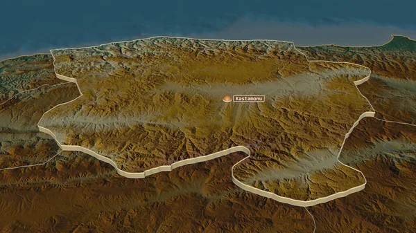 Ampliar Kastamonu Provincia Turquía Extruido Perspectiva Oblicua Mapa Topográfico Relieve — Foto de Stock