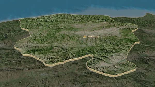 Ampliar Kastamonu Provincia Turquía Extruido Perspectiva Oblicua Imágenes Satélite Renderizado — Foto de Stock