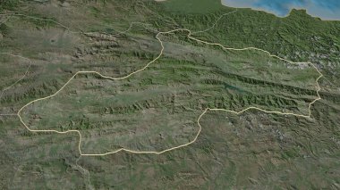 Tokat 'a (Türkiye ili) yakınlaştırın. Belirsiz bir bakış açısı. Uydu görüntüleri. 3B görüntüleme