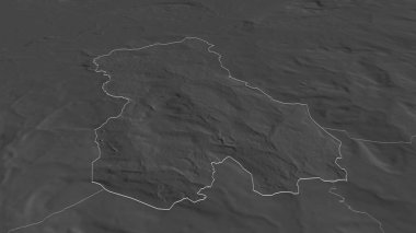 Darwen 'ın (İngiltere' nin üniter otoritesi) ana hatlarıyla Blackburn 'e yakınlaş. Belirsiz bir bakış açısı. Yüzey sularıyla çift seviyeli yükseklik haritası. 3B görüntüleme