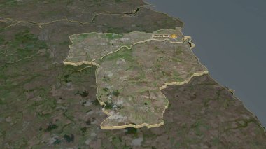 Sunderland 'a zum yap (İngiltere' nin üniter otoritesi). Belirsiz bir bakış açısı. Uydu görüntüleri. 3B görüntüleme