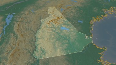 New Hampshire 'a (ABD eyaleti) yakınlaştır. Belirsiz bir bakış açısı. Yüzey suları olan topografik yardım haritası. 3B görüntüleme