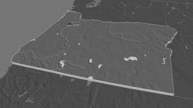 Oregon 'a (ABD eyaleti) yakınlaştır. Belirsiz bir bakış açısı. Yüzey sularıyla çift seviyeli yükseklik haritası. 3B görüntüleme