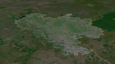 Binh Duong 'a (Vietnam ili) yakınlaştırın. Belirsiz bir bakış açısı. Uydu görüntüleri. 3B görüntüleme