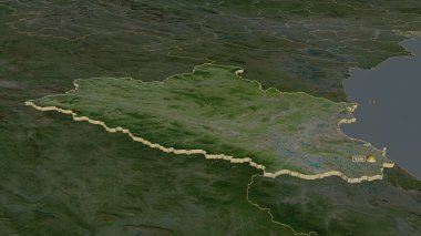 Nghe An (Vietnam ili) 'ne zum yap. Belirsiz bir bakış açısı. Uydu görüntüleri. 3B görüntüleme