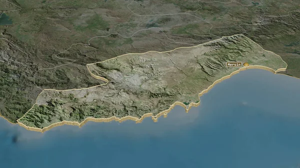 Zoom Sur Mersin Province Turquie Extrudé Perspective Oblique Imagerie Satellite — Photo
