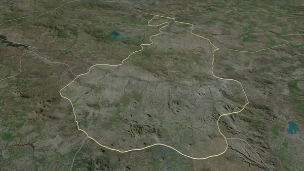 概述了在Nevsehir 土耳其省 的情况 斜的角度 卫星图像 3D渲染 — 图库照片