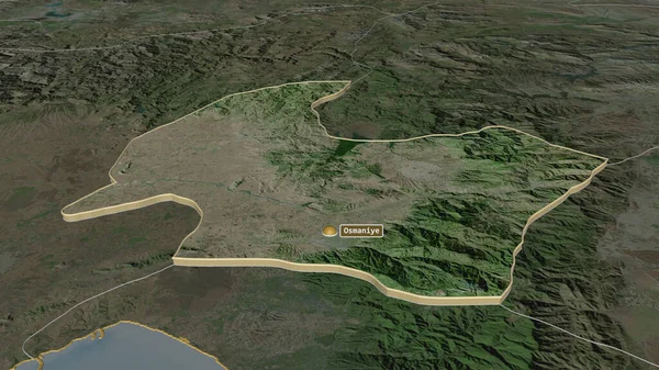 Zoom Sur Osmaniye Province Turquie Extrudé Perspective Oblique Imagerie Satellite — Photo