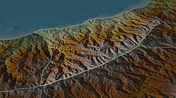 Zoom Rize Provincia Turchia Delineato Prospettiva Obliqua Mappa Topografica Rilievo — Foto Stock