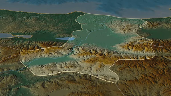 Zoom Auf Sakarya Provinz Der Türkei Umrissen Schräge Perspektive Topographische — Stockfoto