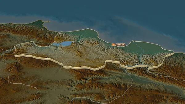 Zoom Samsun Provincia Turchia Estruso Prospettiva Obliqua Mappa Topografica Rilievo — Foto Stock