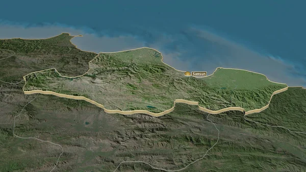 放大Samsun 土耳其省 的挤压 斜的角度 卫星图像 3D渲染 — 图库照片