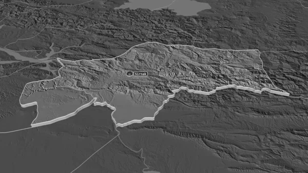 Zoom Sirnak Turchia Estruso Prospettiva Obliqua Mappa Elevazione Bilivello Con — Foto Stock