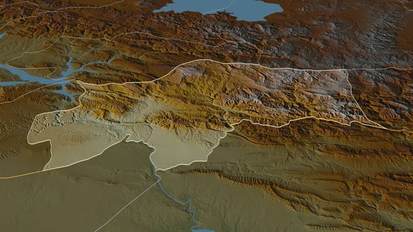 Inzoomen Sirnak Provincie Turkije Geschetst Obliek Perspectief Topografische Reliëfkaart Met — Stockfoto