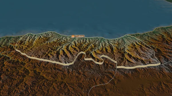 Zoom Trabzon Provincia Turchia Estruso Prospettiva Obliqua Mappa Topografica Rilievo — Foto Stock