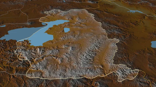 Zbliżenie Van Prowincja Turcja Przedstawione Perspektywa Ukośna Mapa Pomocy Topograficznej — Zdjęcie stockowe