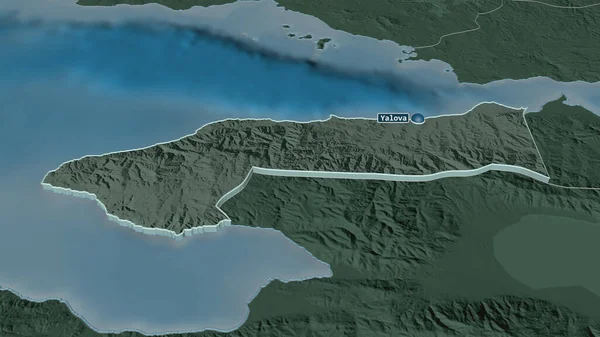 Zoom Yalova Turchia Estruso Prospettiva Obliqua Mappa Colorata Urtata Della — Foto Stock