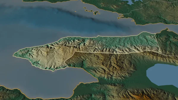 Zoom Yalova Province Turkey Outlined Oblique Perspective Topographic Relief Map — Stock Photo, Image