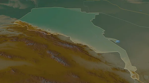 Zoom Inn Ahal Provinsen Turkmenistan Skissert Ugjennomtrengelig Perspektiv Topografisk Avlastningskart – stockfoto