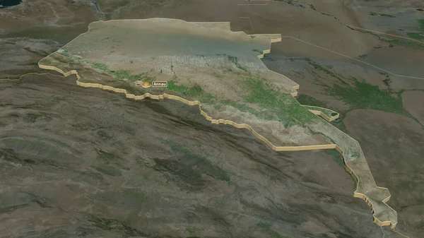 Ampliar Ahal Provincia Turkmenistán Extruido Perspectiva Oblicua Imágenes Satélite Renderizado — Foto de Stock