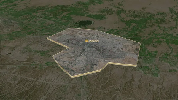 アスガバト トルクメニスタンの独立した都市 でズームは押出 嘘の見方だ 衛星画像 3Dレンダリング — ストック写真
