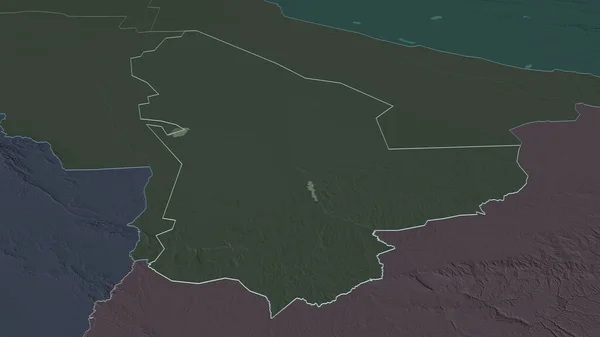 Zoom Mary Provincia Turkmenistan Subliniat Perspectivă Oblică Harta Colorată Lovită — Fotografie, imagine de stoc