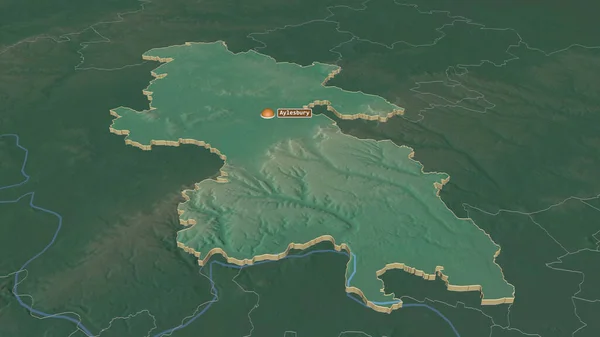 Zoom Buckinghamshire Condado Administrativo Inglaterra Extrudido Perspectiva Óbvia Mapa Topográfico — Fotografia de Stock