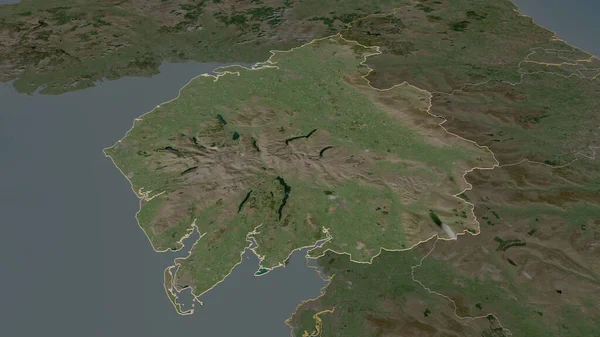 カンブリア イングランドの行政郡 にズームアウト概要 嘘の見方だ 衛星画像 3Dレンダリング — ストック写真