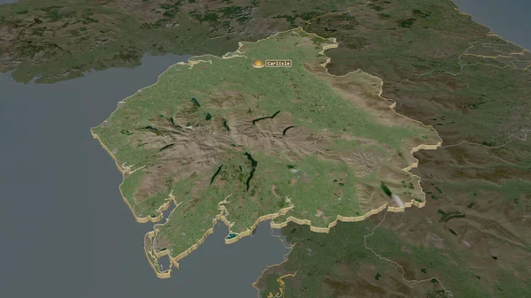 Közelíts Cumbriára Anglia Közigazgatási Megyéje Extrudálva Kötelező Perspektíva Műholdas Képek — Stock Fotó