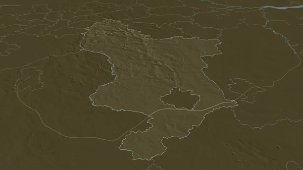 Powiększ Derbyshire Hrabstwo Administracyjne Anglii Perspektywa Ukośna Kolorowa Wyboista Mapa — Zdjęcie stockowe