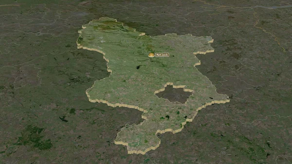 Zooma Derbyshire Administrativa Grevskapet England Extruderade Svagt Perspektiv Satellitbilder Rendering — Stockfoto