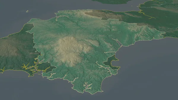 Zoom Devon Condado Administrativo Inglaterra Delineado Perspectiva Óbvia Mapa Topográfico — Fotografia de Stock