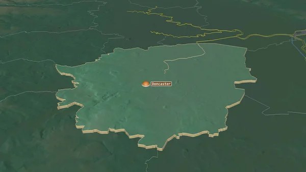 Ampliar Doncaster Condado Administrativo Inglaterra Extruido Perspectiva Oblicua Mapa Topográfico — Foto de Stock