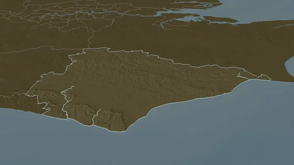 Zoom East Sussex Condado Administrativo Inglaterra Delineado Perspectiva Óbvia Mapa — Fotografia de Stock
