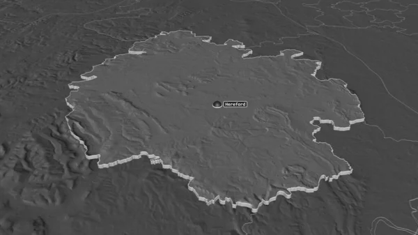 Zoom Herefordshire Autorità Unitaria Inghilterra Estruso Prospettiva Obliqua Mappa Elevazione — Foto Stock