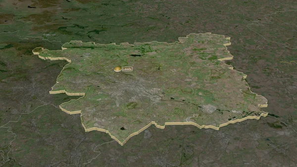 リーズ イングランドの行政郡 でズーム押出 嘘の見方だ 衛星画像 3Dレンダリング — ストック写真