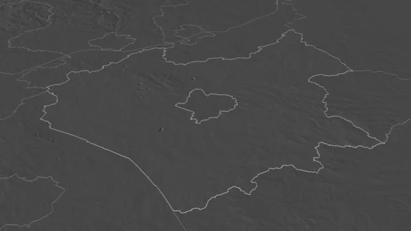 Zoom Sul Leicestershire Contea Amministrativa Inghilterra Delineato Prospettiva Obliqua Mappa — Foto Stock