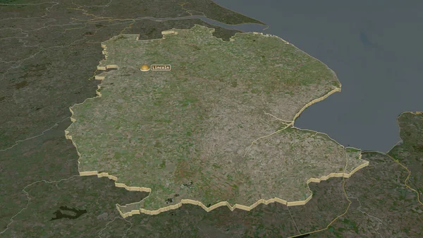 リンカーンシャー イングランドの行政郡 でズーム押出 嘘の見方だ 衛星画像 3Dレンダリング — ストック写真