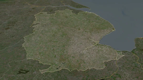 Aproxime Lincolnshire Condado Administrativo Inglaterra Delineado Perspectiva Óbvia Imagens Satélite — Fotografia de Stock
