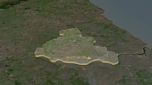 Közelíts Newcastle Tyne Anglia Közigazgatási Megyéje Extrudálva Kötelező Perspektíva Műholdas — Stock Fotó