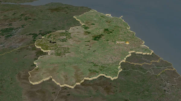 Zoom Northumberland Contea Amministrativa Inghilterra Estruso Prospettiva Obliqua Immagini Satellitari — Foto Stock
