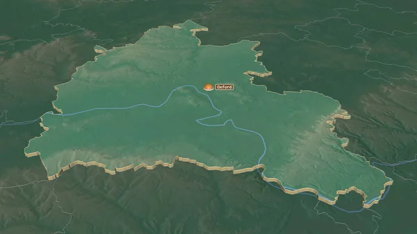 Ampliar Oxfordshire Condado Administrativo Inglaterra Extruido Perspectiva Oblicua Mapa Topográfico — Foto de Stock