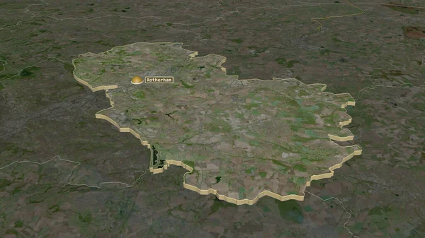 Közelíts Rotherhamre Anglia Közigazgatási Megyéje Extrudálva Kötelező Perspektíva Műholdas Képek — Stock Fotó