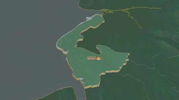 Zoom Sefton Contea Amministrativa Inghilterra Estruso Prospettiva Obliqua Mappa Topografica — Foto Stock