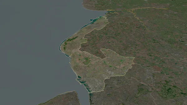 Přiblížit Sefton Správní Okres Anglie Nastínil Úhlová Perspektiva Satelitní Snímky — Stock fotografie