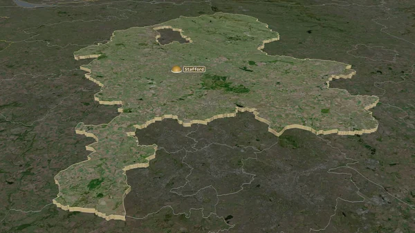 Közelíts Staffordshire Anglia Közigazgatási Megyéje Extrudálva Kötelező Perspektíva Műholdas Képek — Stock Fotó