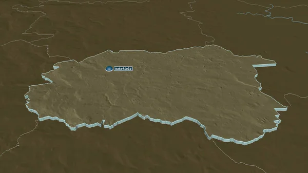 Zoom Wakefield Autorità Unitaria Dell Inghilterra Estruso Prospettiva Obliqua Mappa — Foto Stock