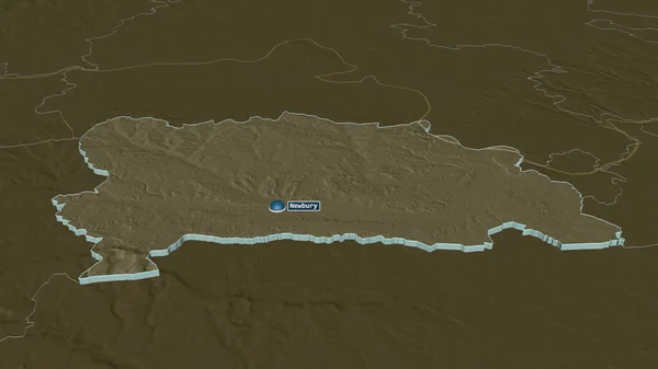 Zoom Auf West Berkshire Grafschaft England Schräge Perspektive Farbige Landkarte — Stockfoto